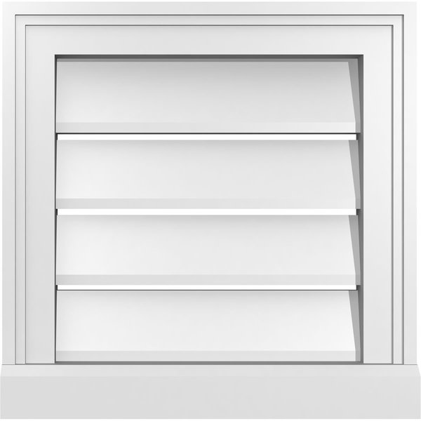 Ekena Millwork Vertical Surface Mount PVC Gable Vent: Functional, w/ 2"W x 2"P Brickmould Sill Frame, 16"W x 16"H GVPVE16X1603SF